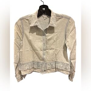Club Monaco cropped Chambray Button-Up Shirt